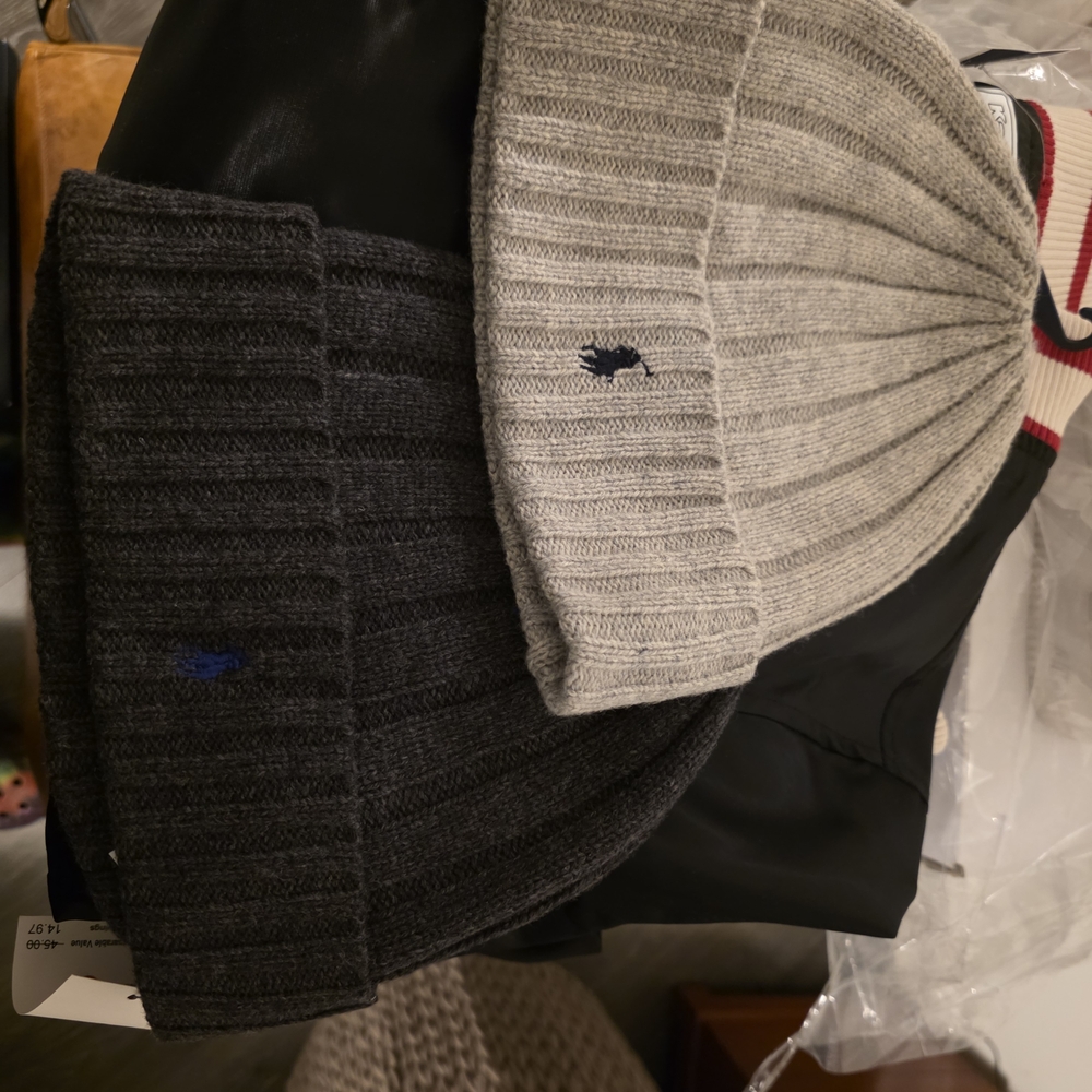 Polo by Ralph Lauren Gray and Black Knit Beanies